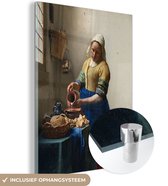 MuchoWow® Glasschilderij 30x40 cm - Schilderij acrylglas - Het melkmeisje - Johannes Vermeer - Foto op glas - Schilderijen