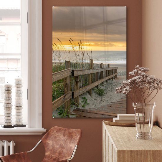 MuchoWow® Peinture sur Verre - Plage - Mer - Dune - Chemin - 80x120 cm - Peintures sur Verre Peintures - Photo sur Glas