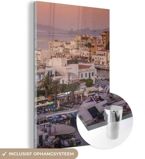 MuchoWow® Peinture sur verre 20x30 cm - Peinture sur verre acrylique - Crète - Bateaux - Grèce - Photo sur verre - Peintures