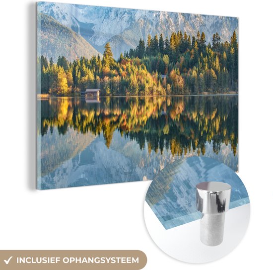 MuchoWow® Glasschilderij 90x60 cm - Schilderij acrylglas - Duitsland - Bergen - Alpen - Foto op glas - Schilderijen