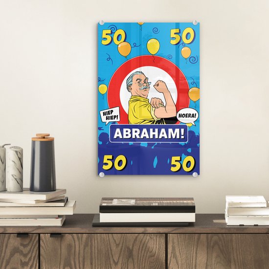 Peinture sur Verre - Anniversaire - 50 Ans Abraham - Anniversaire - 20x30 cm - Peintures sur Verre Peintures - Photo sur Glas