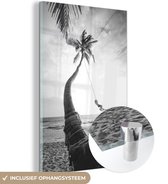 Peinture sur verre - Balançoire sur un palmier au Sri Lanka - noir et blanc - 120x180 cm - Peintures sur Verre Peintures - Photo sur Glas