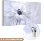 MuchoWow® Glasschilderij 120x60 cm - Schilderij acrylglas - Bloem - Abstract - Wit - Foto op glas - Schilderijen