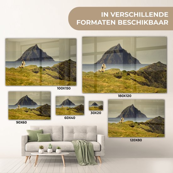 MuchoWow® Glasschilderij 60x40 cm - Schilderij acrylglas - Schapen aan de kust van Ierland - Foto op glas - Schilderijen