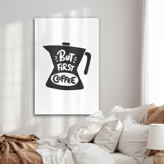MuchoWow® Peinture sur verre 60x90 cm - Peinture acrylique sur verre - Cafetière - Café - Citations - Photo sur verre - Peintures