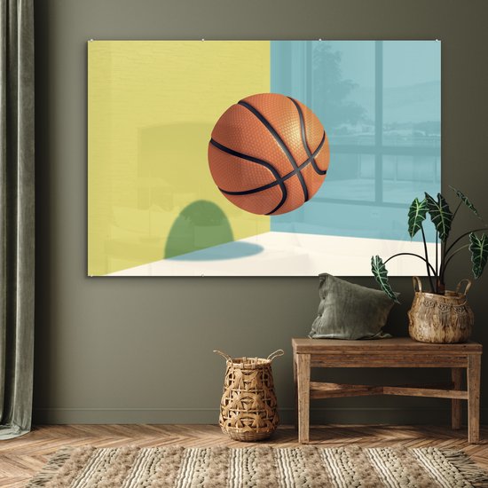 Peinture sur verre - Un ballon de basket dans un environnement coloré - 180x120 cm - Peintures sur Verre Peintures - Photo sur Glas