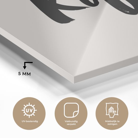 MuchoWow® Peinture sur verre - Café - Taupe - Citation - 120x90 cm - Peintures sur verre acrylique - Photo sur Glas