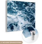 MuchoWow® Glasschilderij 90x90 cm - Schilderij acrylglas - Golf - Water - Zee - Foto op glas - Schilderijen