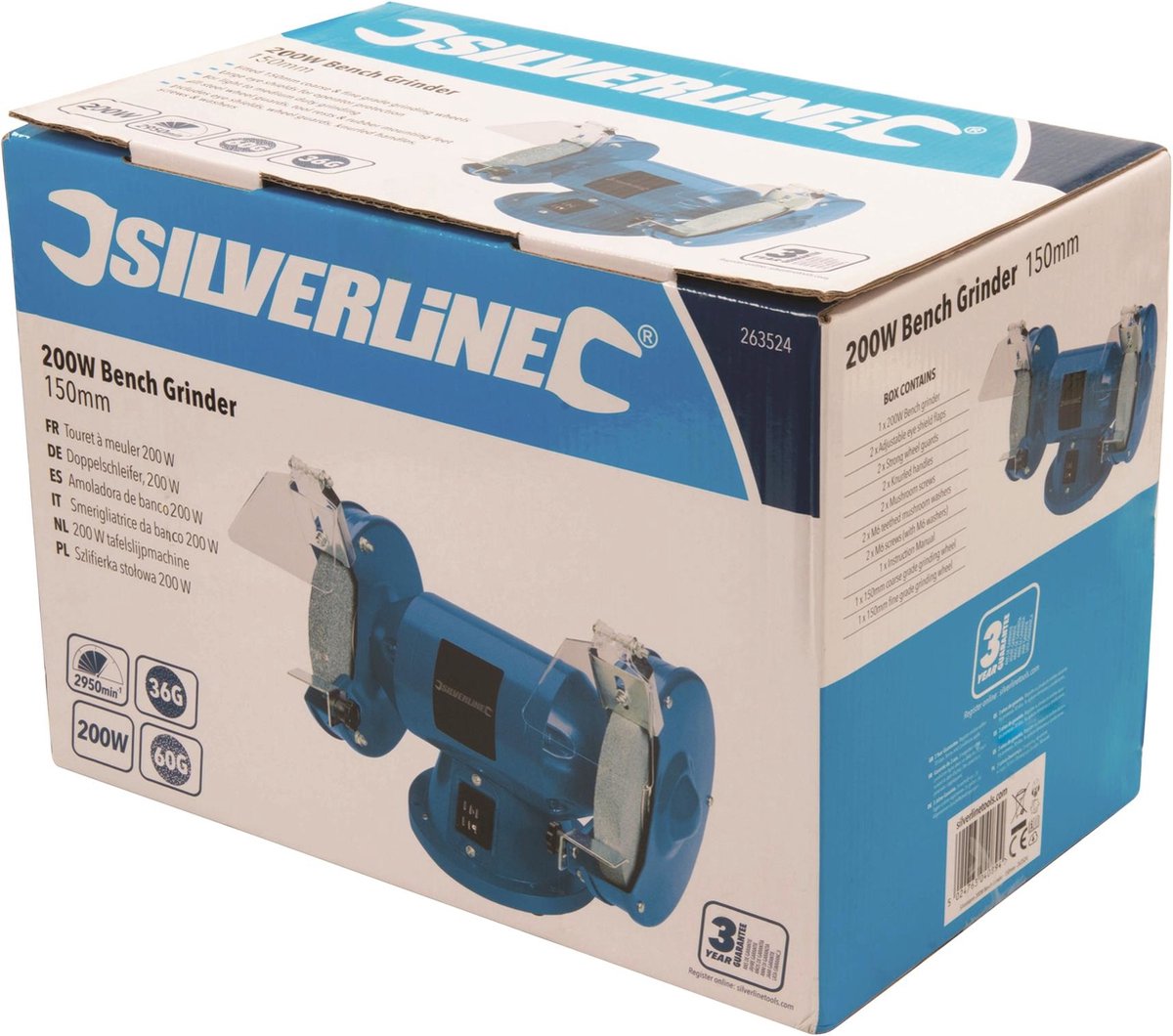 Silverline Doe-het-zelf tafelslijpmachine, 150 W