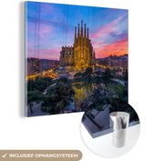 MuchoWow® Glasschilderij 20x20 cm - Schilderij acrylglas - Sagrada Familia - Barcelona - Spanje - Foto op glas - Schilderijen