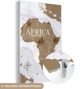 MuchoWow® Glasschilderij 80x120 cm - Schilderij acrylglas - Wereldkaart - Bruin - Afrika - Foto op glas - Schilderijen