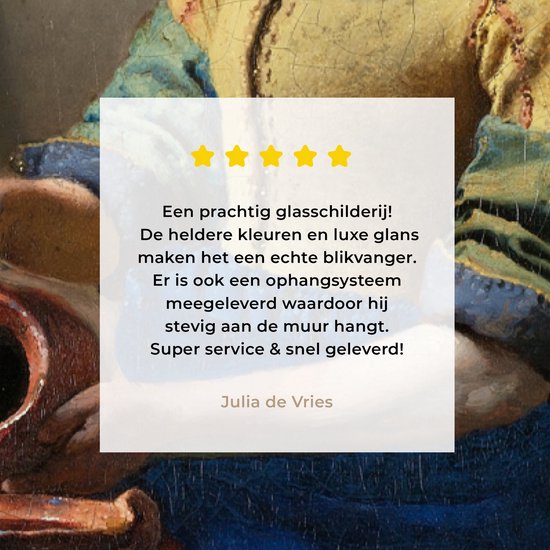 Peinture sur Verre - La Laitière - Johannes Vermeer - 60x120 cm - Peintures sur Verre Peintures - Photo sur Glas