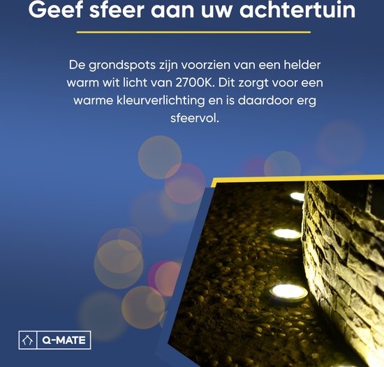 Q-Mate 4 x LED Solar Grondspot Zilver - Solar Tuinverlichting - Buitenlamp - Tuinverlichting op Zonne-Energie