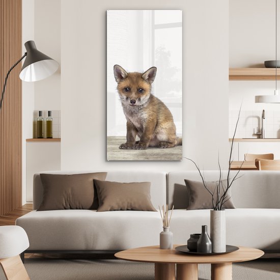 MuchoWow® Peinture sur verre 60x120 cm - Peinture sur verre acrylique - Renard - Bébé renard - Enfants - Filles - Garçons - Photo sur verre - Peintures