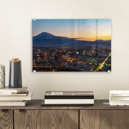 Peinture sur verre - La ligne d'horizon d'Erevan en Arménie avec l'Ararat - 30x20 cm - Peintures sur Verre Peintures - Photo sur Glas