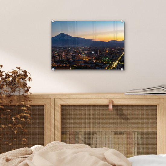 Peinture sur verre - La ligne d'horizon d'Erevan en Arménie avec l'Ararat - 30x20 cm - Peintures sur Verre Peintures - Photo sur Glas