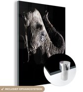 MuchoWow® Peinture sur verre - Éléphant - Zwart - Animaux - Nature - 60x80 cm - Peintures sur verre acrylique - Photo sur Glas