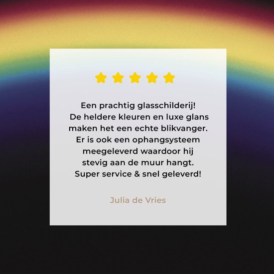 ® Glasschilderij 60x40 cm - Schilderij acrylglas - Een regenboog tegen een zwarte achtergrond - Foto op glas - Muurdecoratie woonkamer - Wanddecoratie slaapkamer - Schilderijen