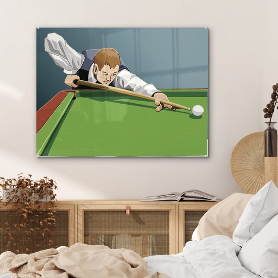 Peinture sur verre - un homme qui frappe en jouant au billard - 80x60 cm - Peintures sur Verre Peintures - Photo sur Glas