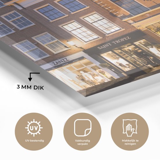 Peinture sur Verre - Alkmaar - Soir - Maisons - 60x40 cm - Peintures sur Verre Peintures - Photo sur Glas