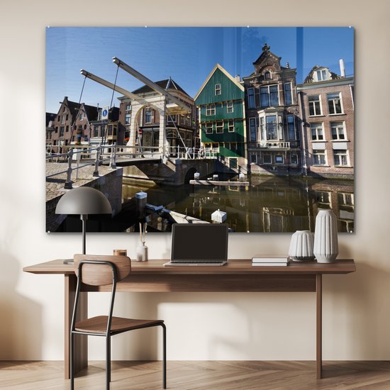 Peinture sur Verre - Alkmaar - Pont - Maisons - 180x120 cm - Peintures sur Verre Peintures - Photo sur Glas