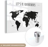 Wereldkaart Zwart Wit - Dire - Aventures - Mur - Plexiglas petit 40x30 cm