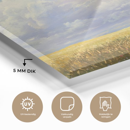 MuchoWow® Peinture sur verre 80x60 cm - Peinture sur verre acrylique - Été - Grain - Aquarelle - Photo sur verre - Peintures