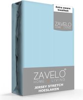 Zavelo® Jersey Hoeslaken Ice - Blue-Lits-jumeaux (160x200 cm) - Hoogwaardige Kwaliteit - Rondom Elastisch - Perfecte Pasvorm