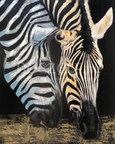 Diamond Painting Zebra koppel 40x50cm. (Volledige bedekking - Vierkante steentjes) diamondpainting inclusief tools