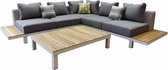 Polo hoek loungeset 4-delig aluminium wit