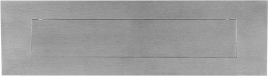 GPF9836.09 RVS mat geborsteld briefplaat rechthoekig 350x100x2,5mm met verende vlakke binnenklep