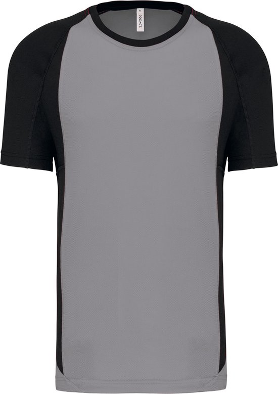 Tweekleurig sportshirt unisex 'Proact' korte mouwen Fine Grey/Black - 4XL
