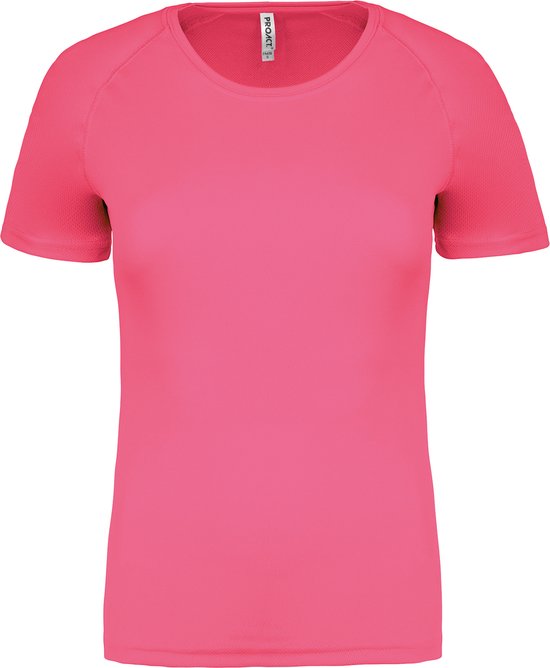Damessportshirt 'Proact' met ronde hals Fluor Pink - XL