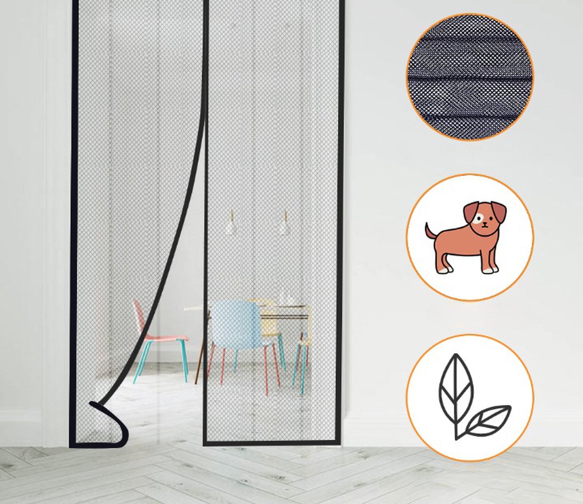 Rideau De Porte Magnétique Sekey - 90x210 Cm, Isolant Thermique, Imperméable, Avec Fenêtre Et Velcro - 6