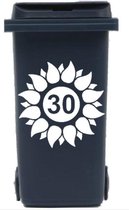Sticker zonnebloem voor afvalcontainer / kliko met huisnummer | Rosami