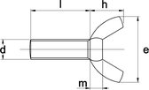 Vleugelschroef M6X20mm verzinkt staal - 100 stuks