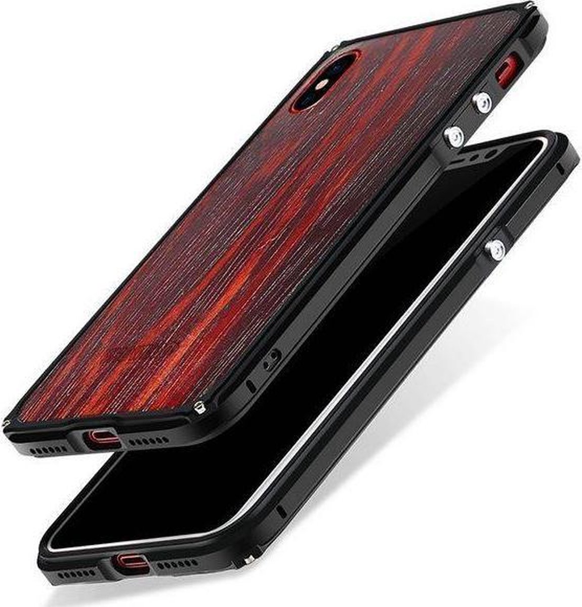 iPhone X Kevlar echt hout hardcase met alluminium bumper