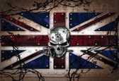 Fotobehang Alchemy Skull Union Jack Tattoo | XXXL - 416cm x 254cm | 130g/m2 Vlies