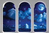 Papier peint Ciel Bleu Lune Piliers Arches | XXXL - 416 cm x 254 cm | Polaire 130g / m2