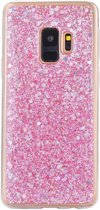 Roze glitter (sequin). samsung galaxy S9 flex hoesje