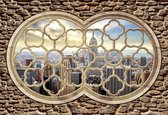 Fotobehang New York City Skyline Window | PANORAMIC - 250cm x 104cm | 130g/m2 Vlies