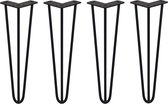4 x 40,6cm Hairpin retro pootjes tafelpoten pinpoten - 3 Ledig - 10mm - Zwart - inclusief schroevenpakket - max. belasting: 250 kg