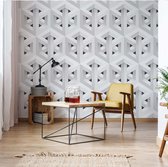 Fotobehang Modern 3D White And Grey Cube Pattern | VEA - 206cm x 275cm | 130gr/m2 Vlies