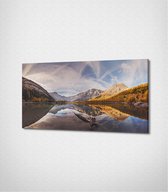 Reflection Of Mountains Canvas- 100 x 60 cm - Landschap - Schilderij - Canvas - Slaapkamer - Wanddecoratie  - Slaapkamer - Foto op canvas