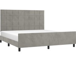 vidaXL - Bedframe - met - hoofdeinde - fluweel - lichtgrijs - 180x200 - cm