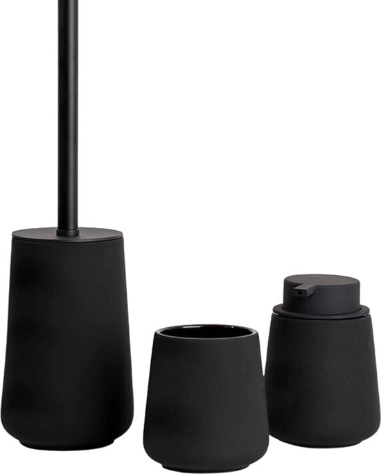Badkamerplanet Toilet Accessoires Set Mat Zwart - Toiletborstel, WC Rolhouder en Haak