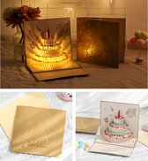 creatieve 3D-verjaardagskaart met opname-, licht- en kaarseffecten-Feestelijke Cadeaukaart - Unieke Beleving - 15x15cm