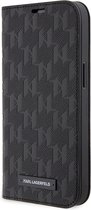 iPhone 14 Pro Bookcase hoesje - Karl Lagerfeld - Effen Zwart - Kunstleer