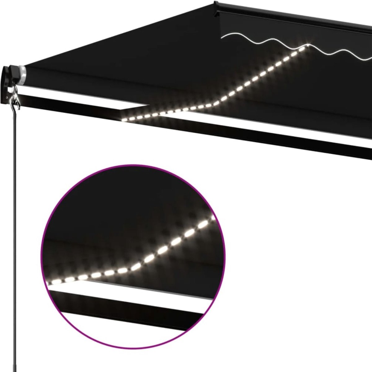 VidaXL Luifel handmatig uittrekbaar met LED 600x350 cm antracietkleur