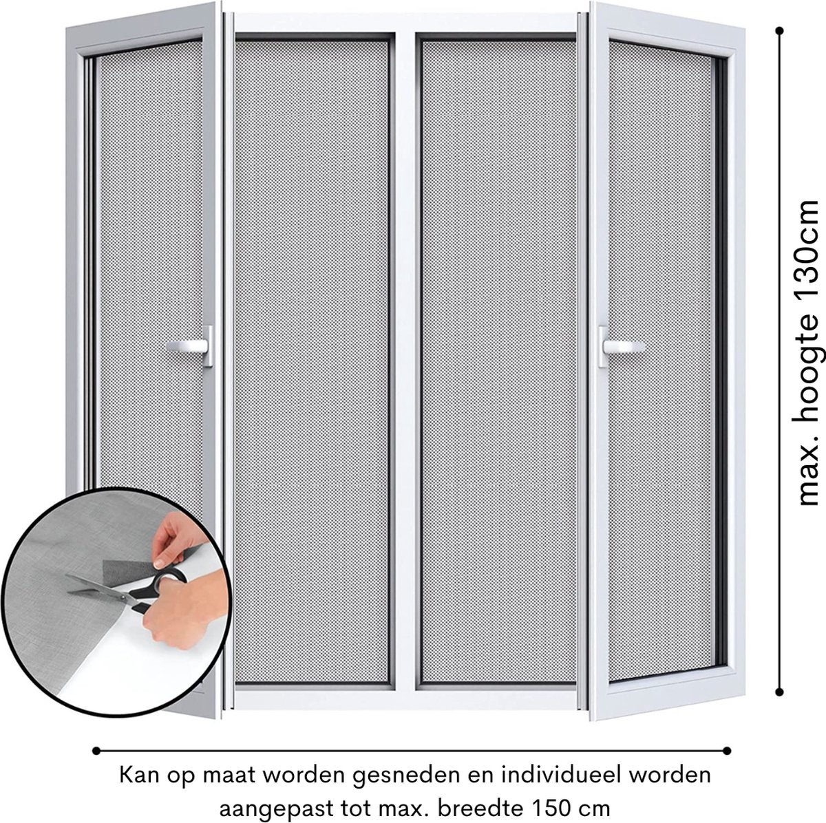 Vliegen Net - Pollenhor voor ramen met Magic Click | Individueel op maat gesneden voor alle ramen tot 150 x 130 cm | Eenvoudige installatie met 12 magneten - niet boren of schroeven [antraciet]